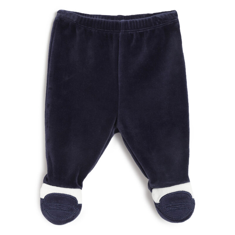Boys White and Blue Solid Sweater with Leggings image number 2